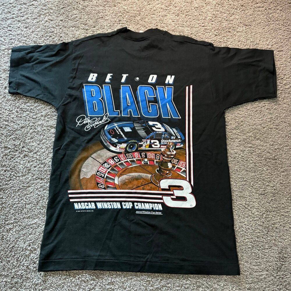 Vintage Dale Earnhardt NASCAR 1997 Winston Cup Series Bet Black Shirt Size Large